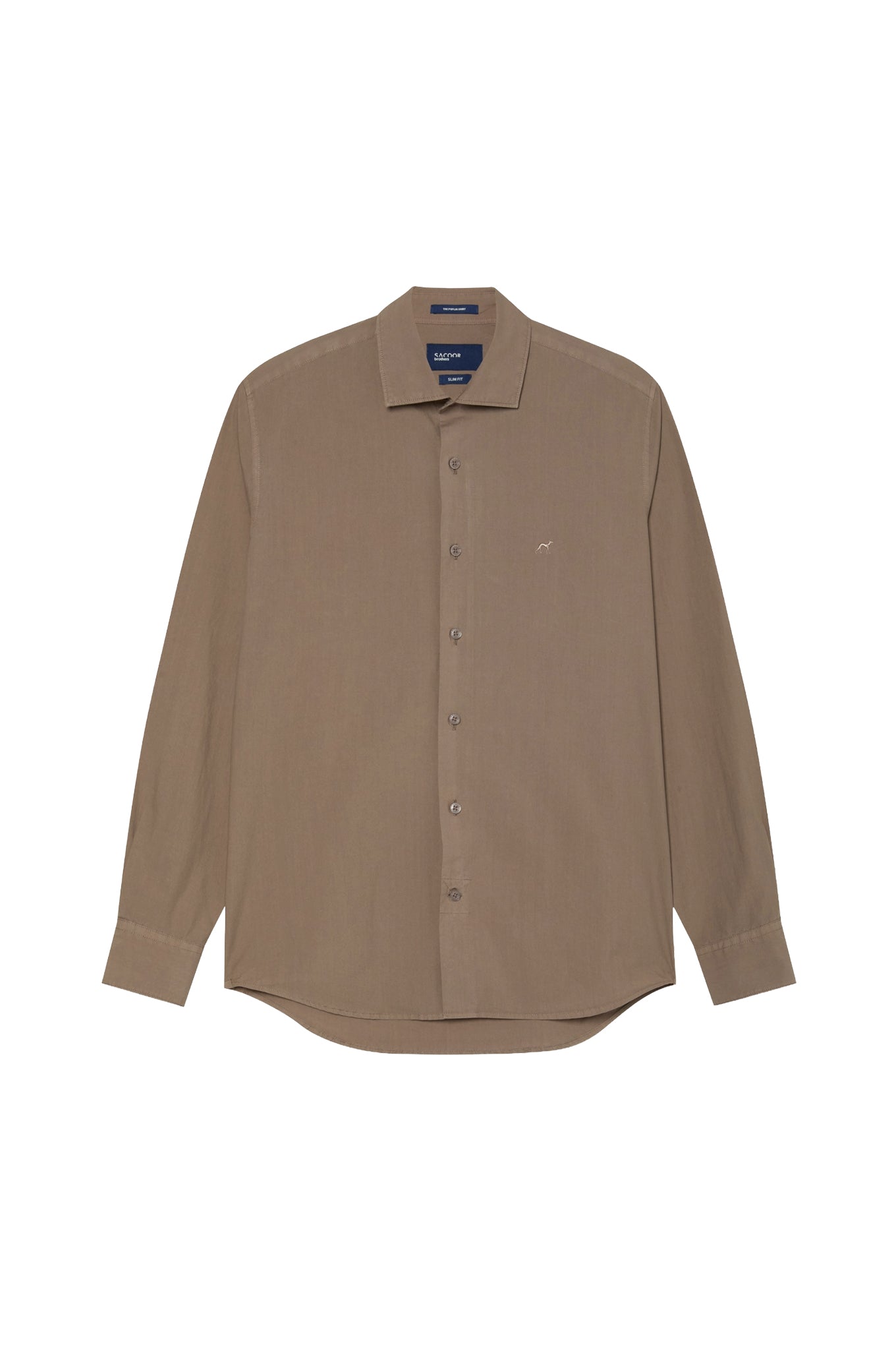 Slim Fit Overdye Poplin Shirt With Open Collar