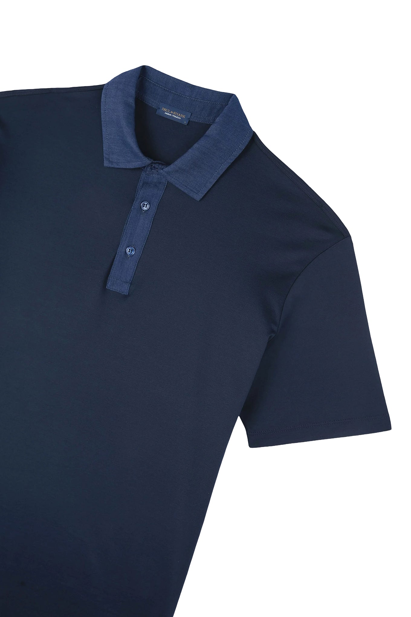 POLO IN AQUA TOUCH COTTON WITH DENIM DETAILS