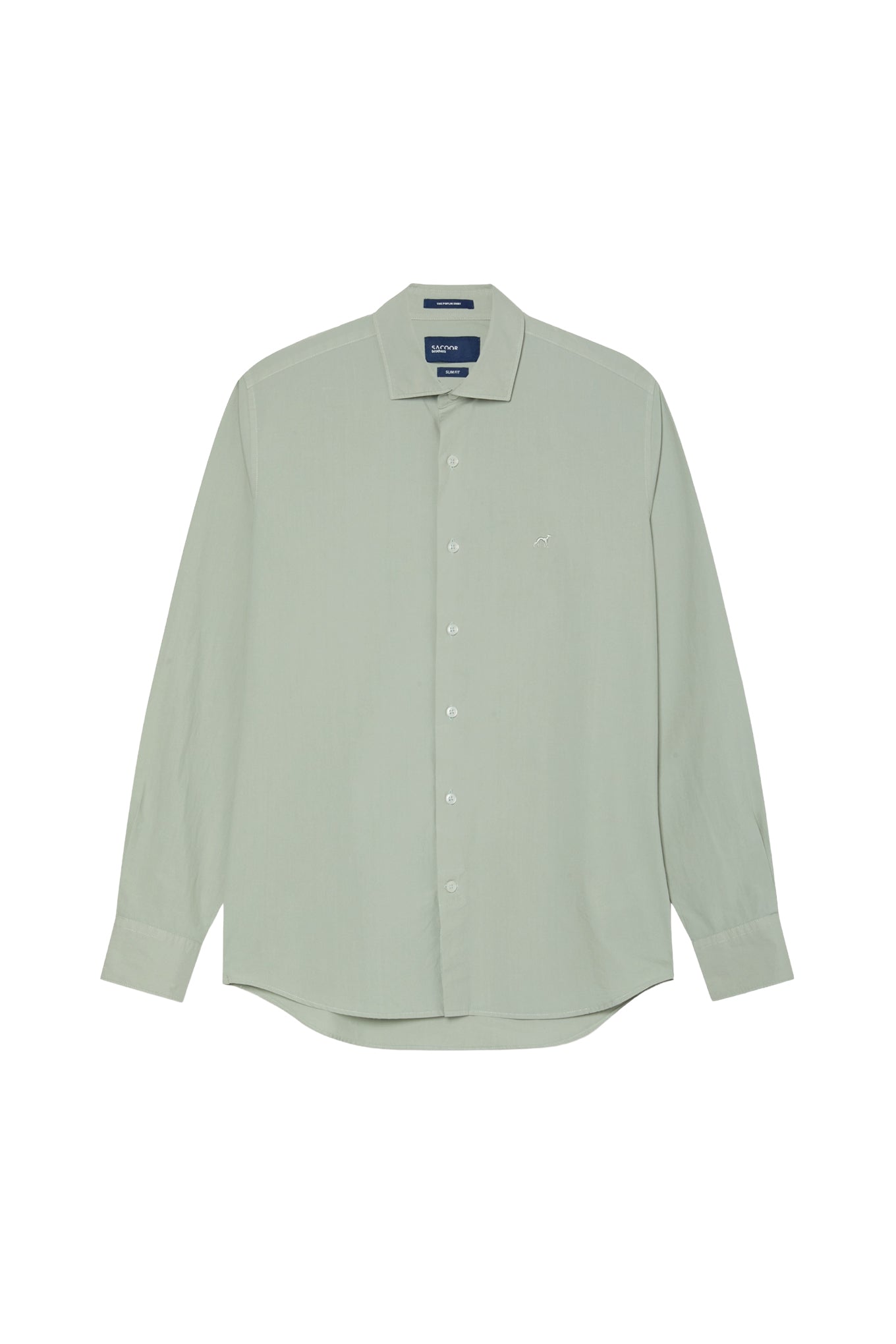 Slim Fit Overdye Poplin Shirt With Open Collar