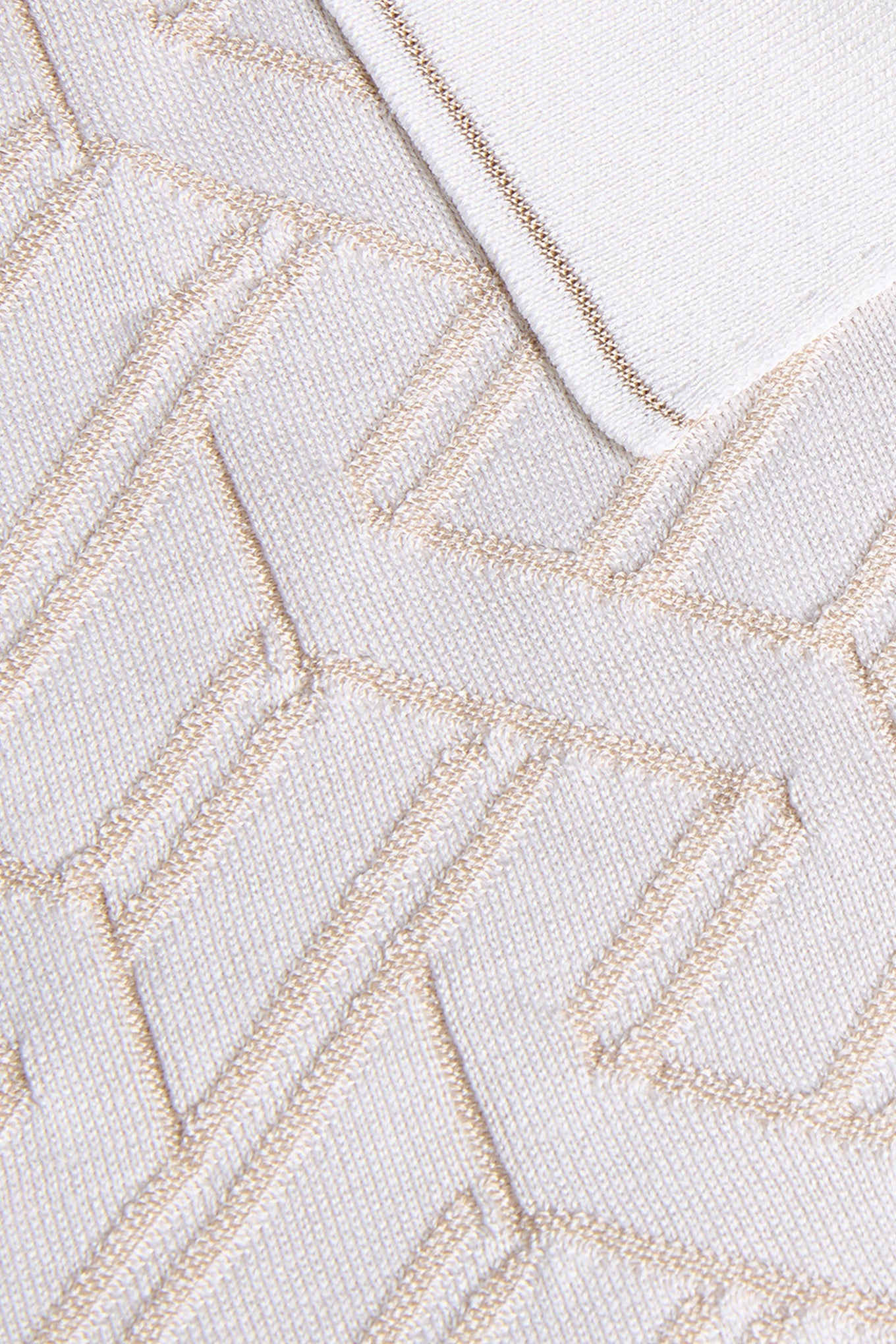 Natural white “Braid Vanisé” button-down polo shirt