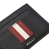 Ribbon Card Holder In Black Grained Leather