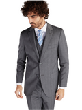 Mens Classic Slim Fit Suit with Checked Waiscoat