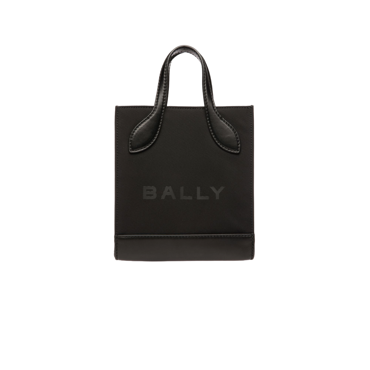 Bar Mini Tote Bag In Black Nylon And Leather