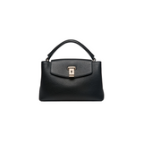 Lock Me Small Top Handle Bag In Black And Brown Grained Leather