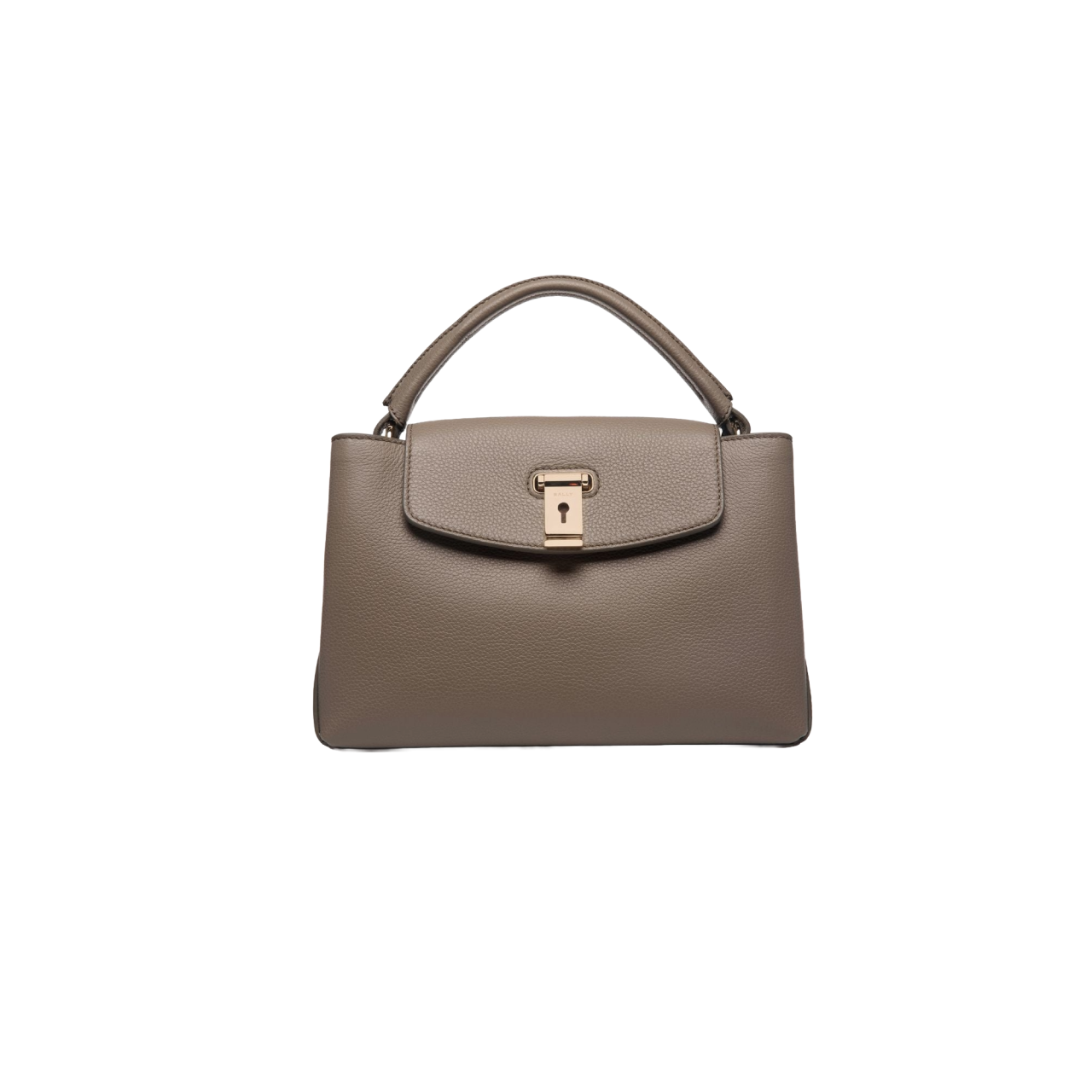 Lock Me Small Top Handle Bag In Black And Brown Grained Leather