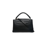 Lock Me Small Top Handle Bag In Black And Brown Grained Leather