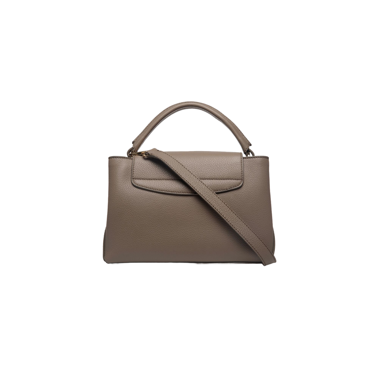 Lock Me Small Top Handle Bag In Black And Brown Grained Leather