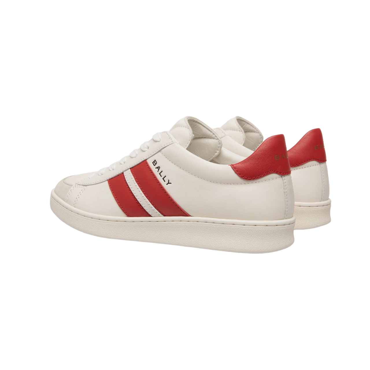 Tennis Sneaker in White and Candy Red Leather