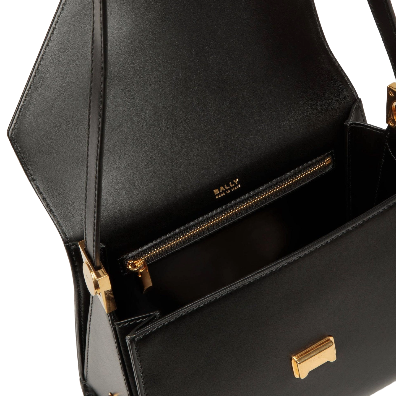 Bally Emblem Top Handle Bag In Black Leather