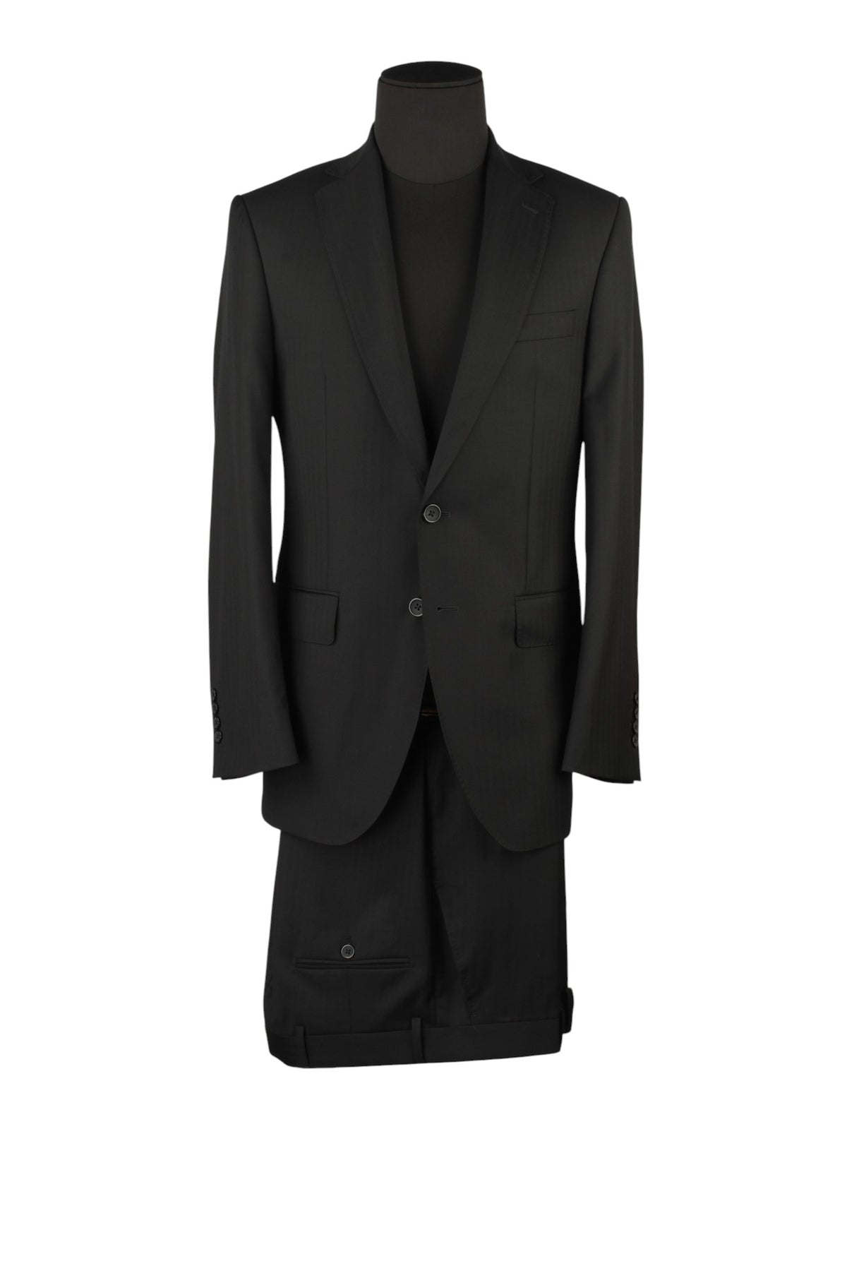 Guy Laroche Black Herringbone Classic Suit