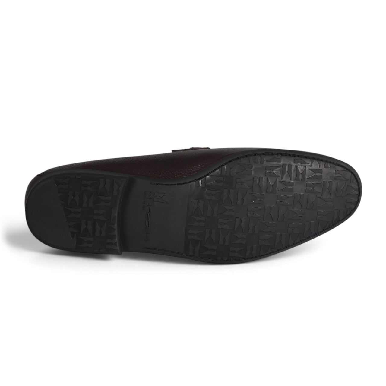 Dark Brown Textured Leather Metal-Bit Loafers