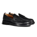 Black Leather Horsebit Loafers