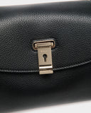 Lock Me Small Top Handle Bag In Black And Brown Grained Leather