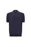 Canali Nuvola dark navy garment-dyed wool and silk polo shirt