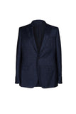 ZILLI Navy Blue Tonal Check Single-Breasted Blazer