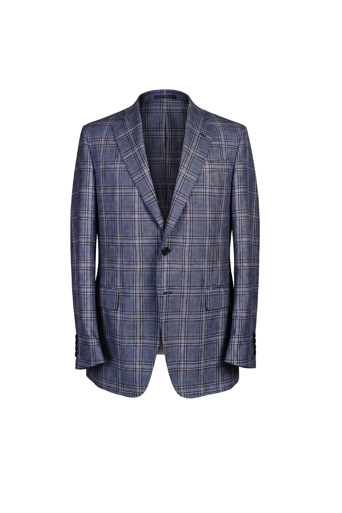 ZILLI Blue Checked Single-Breasted Blazer