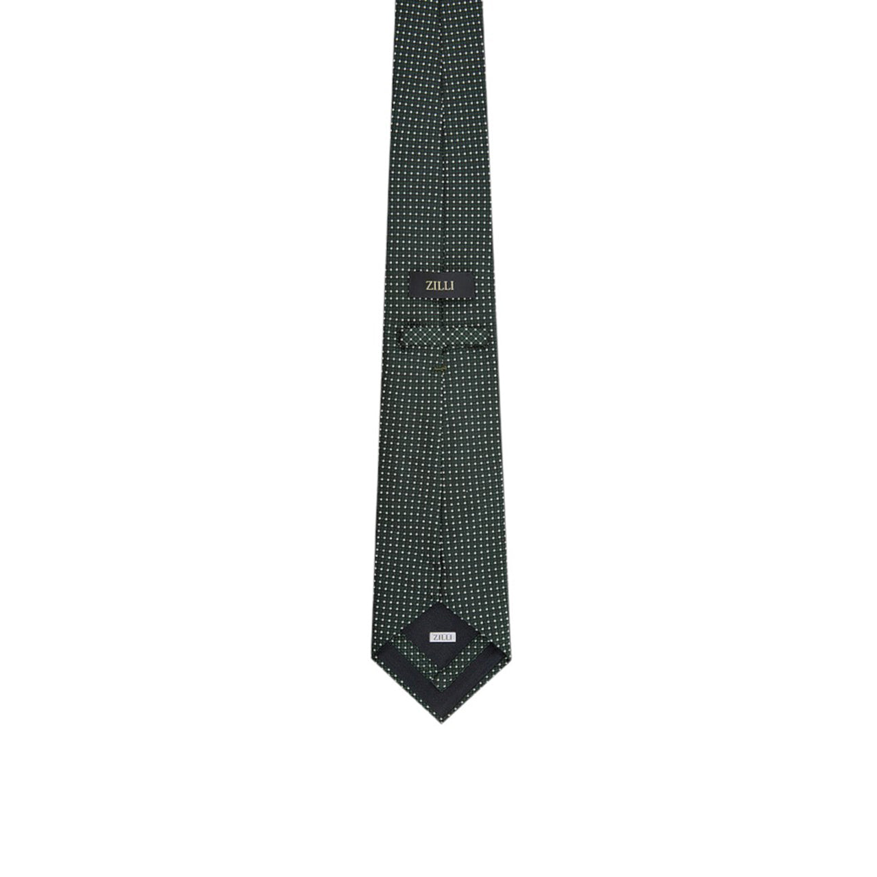 English green Pinhead tie with white polka dot pattern 8 cm