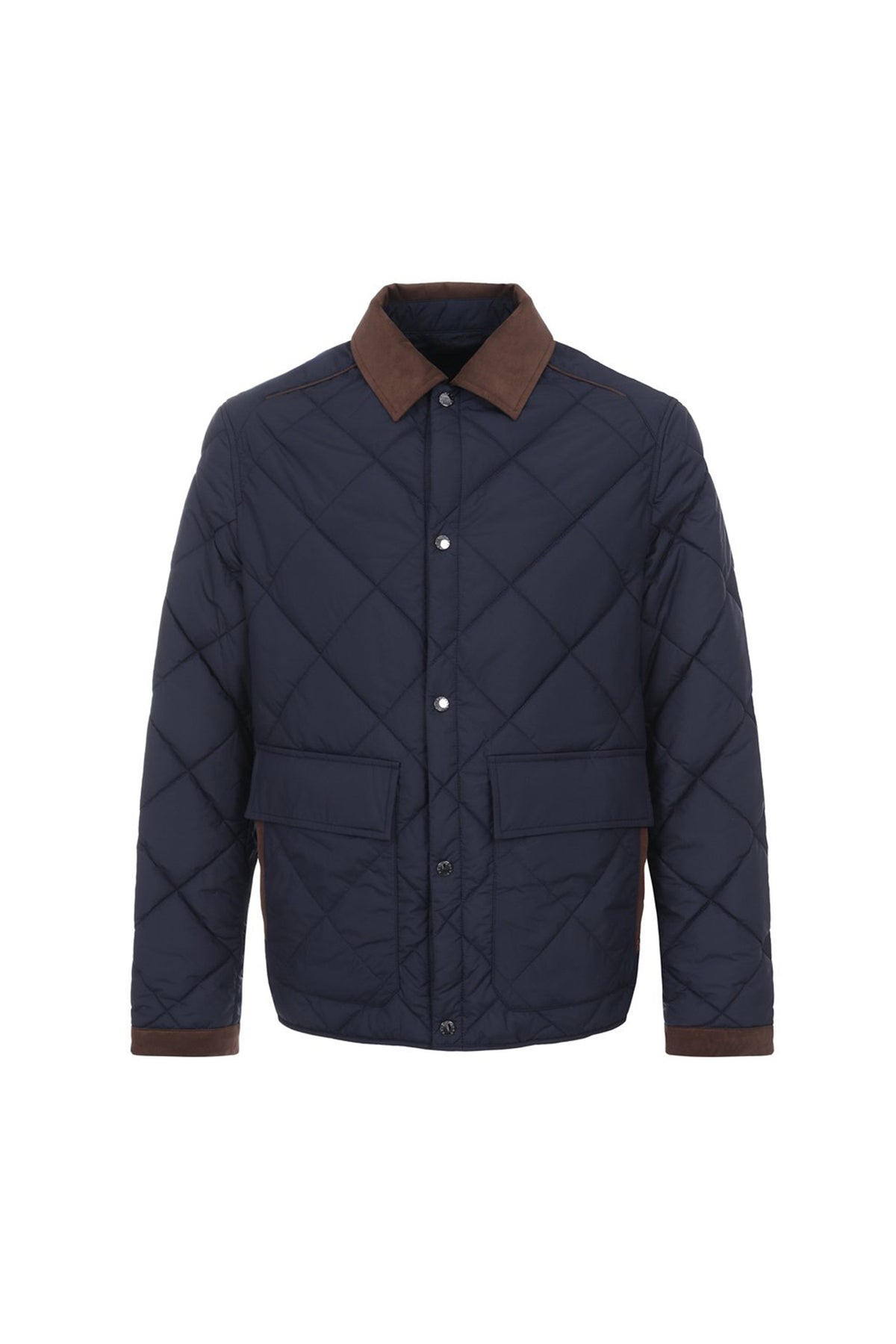 Quilted jacket with shirt collar and Alcantara