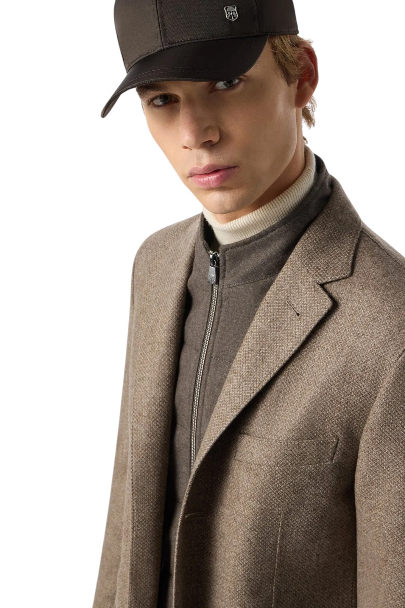 Brown wool and cashmere jacket with detachable vest