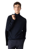 Blue ultra fine 120s merino wool turtleneck