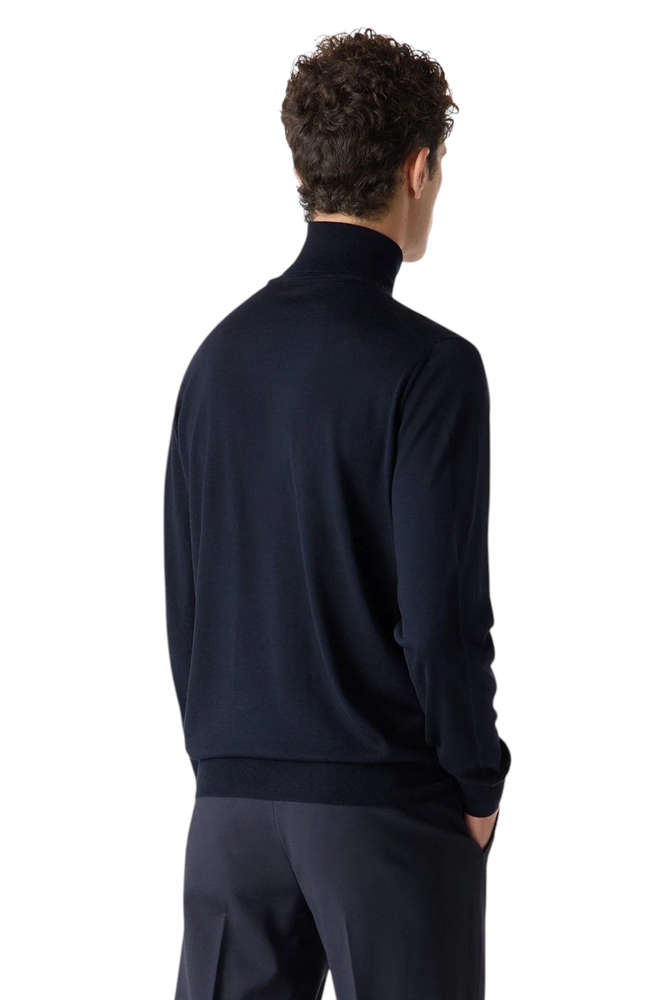 Blue ultra fine 120s merino wool turtleneck