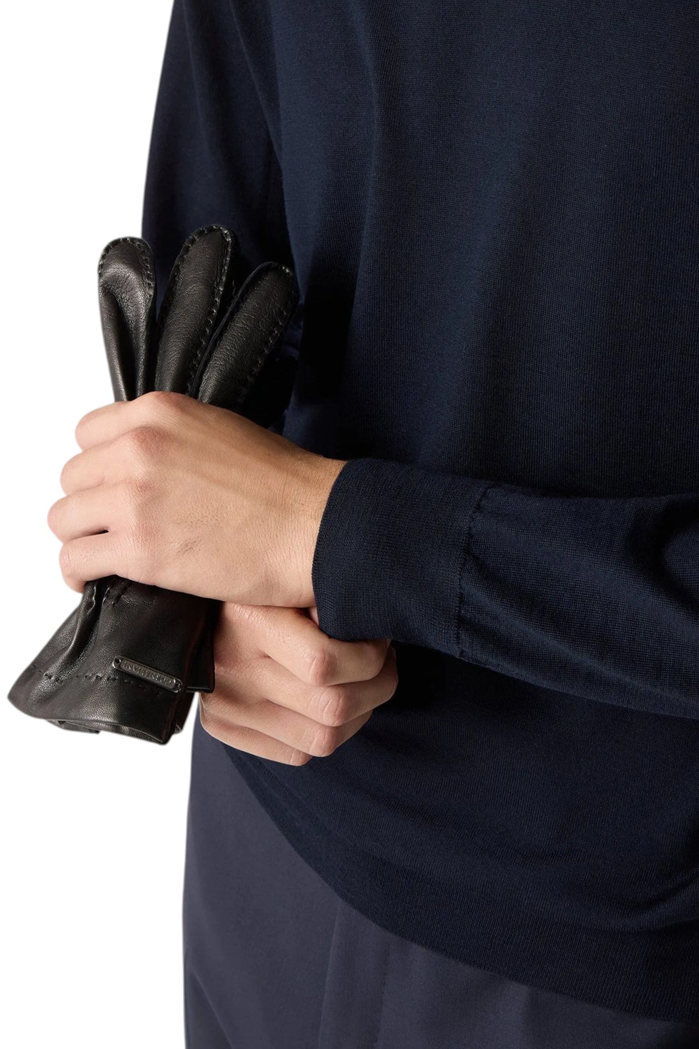 Blue ultra fine 120s merino wool turtleneck