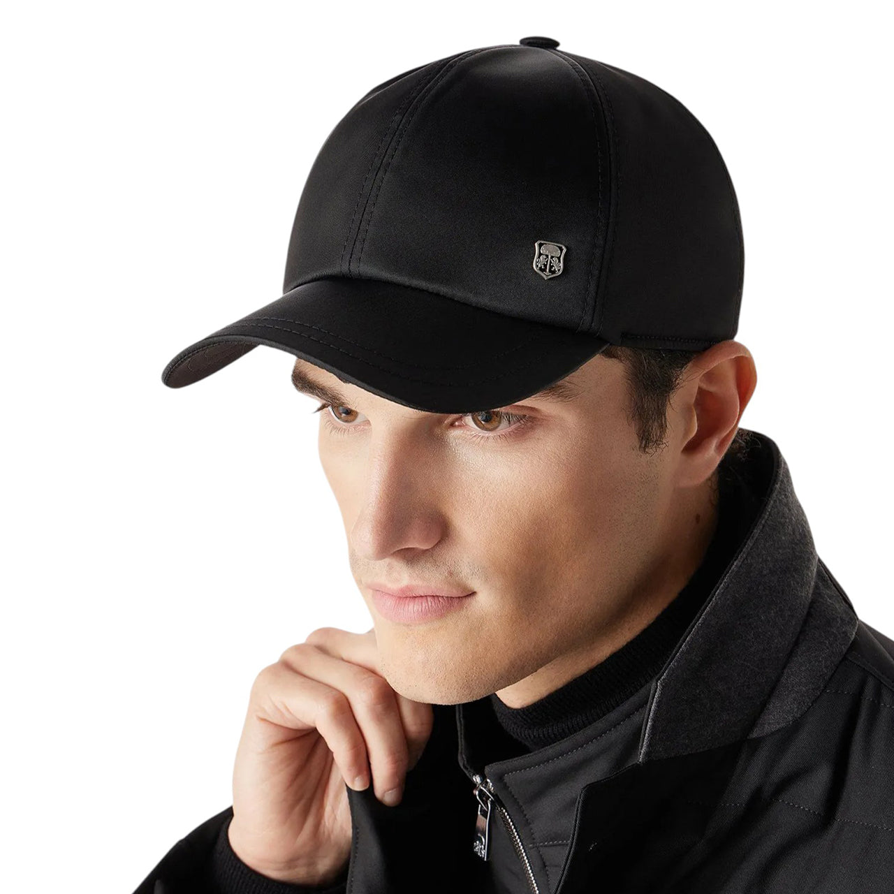 Black nylon baseball cap