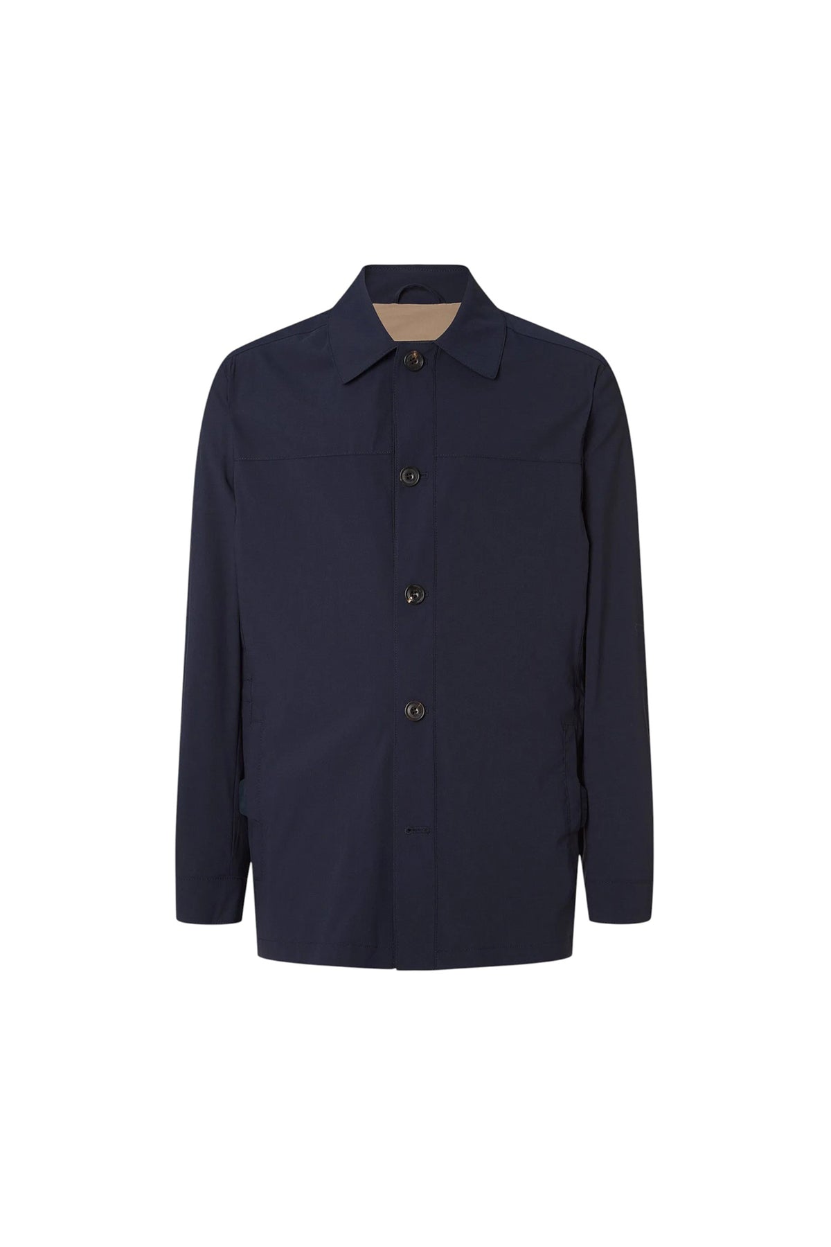 Blue stretch technical wool field jacket
