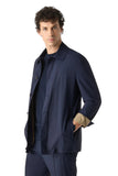 Blue stretch technical wool field jacket