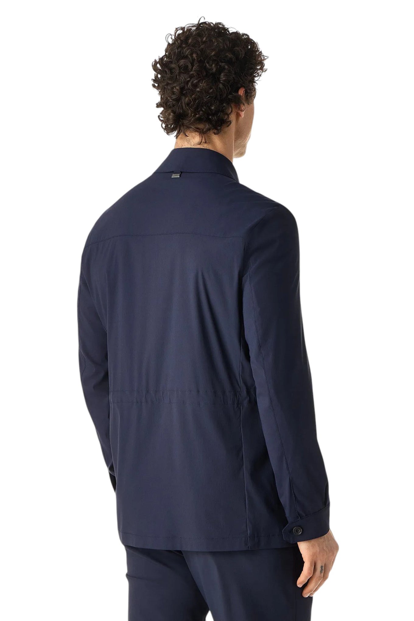 Blue stretch technical wool field jacket