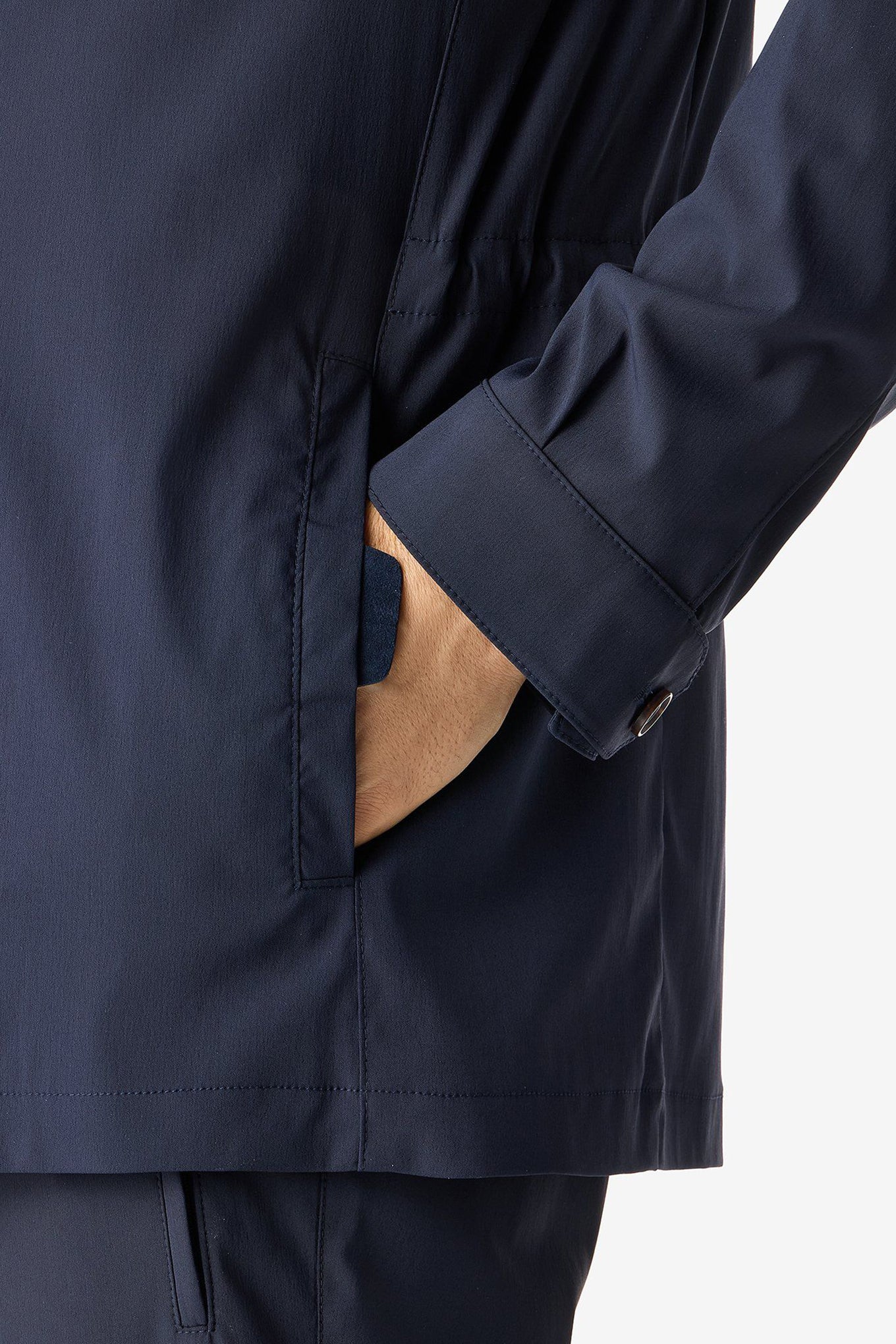 Blue stretch technical wool field jacket