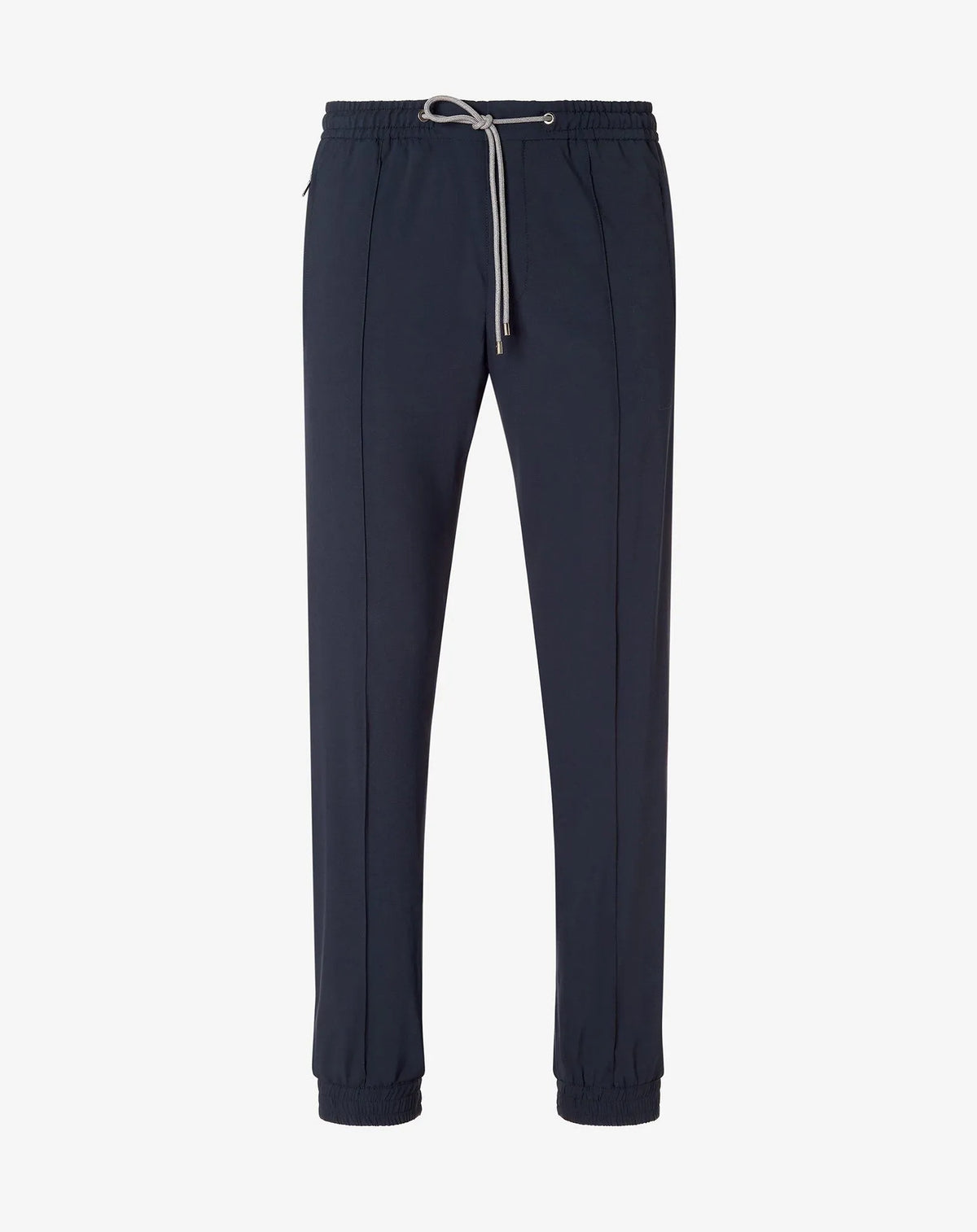 Dark blue technical wool fabric joggers