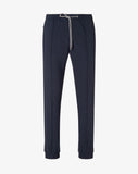 Dark blue technical wool fabric joggers