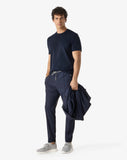 Dark blue technical wool fabric joggers