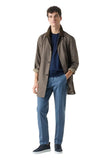 Cream garment-dyed gabardine trousers