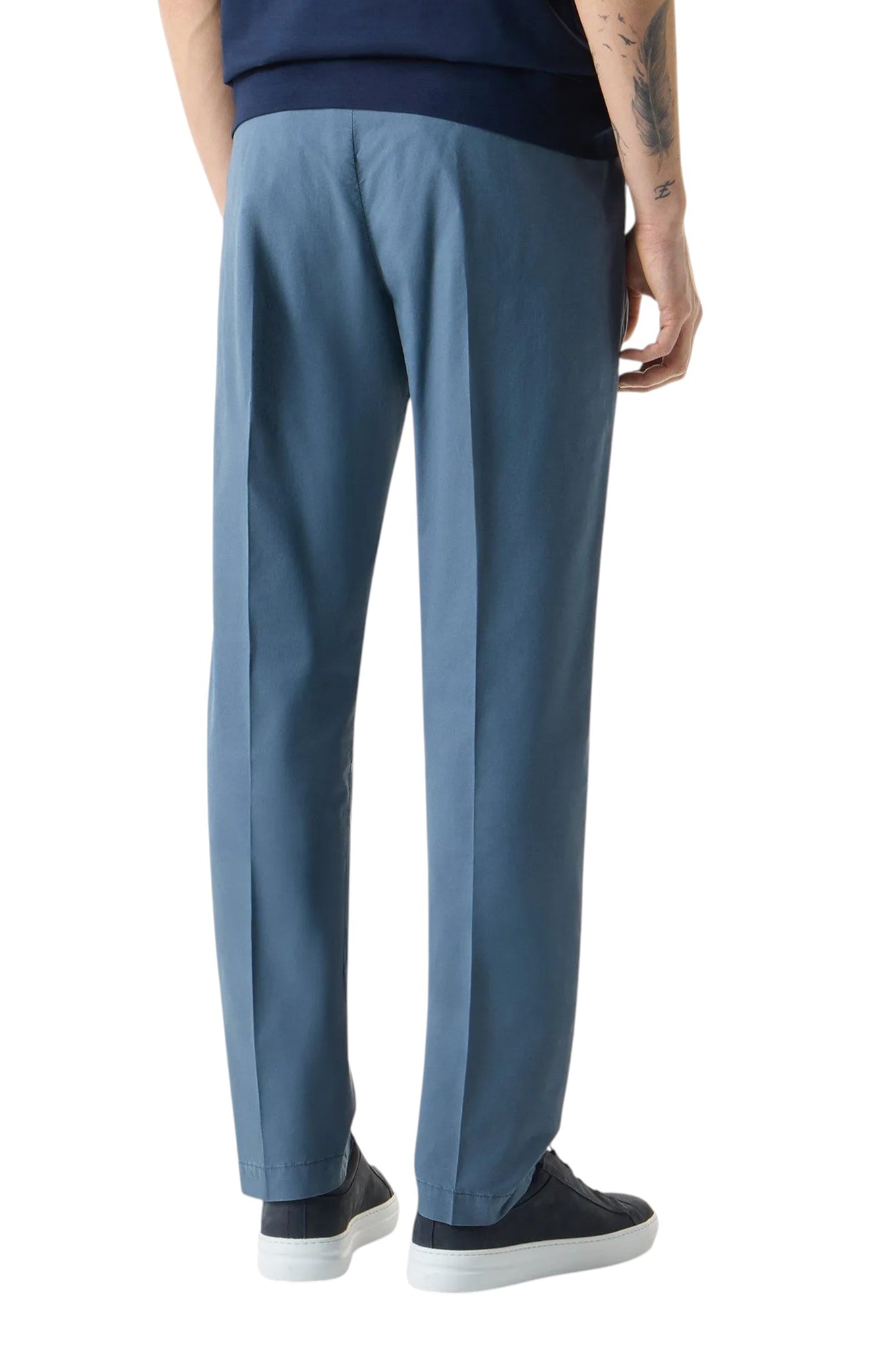 Cream garment-dyed gabardine trousers