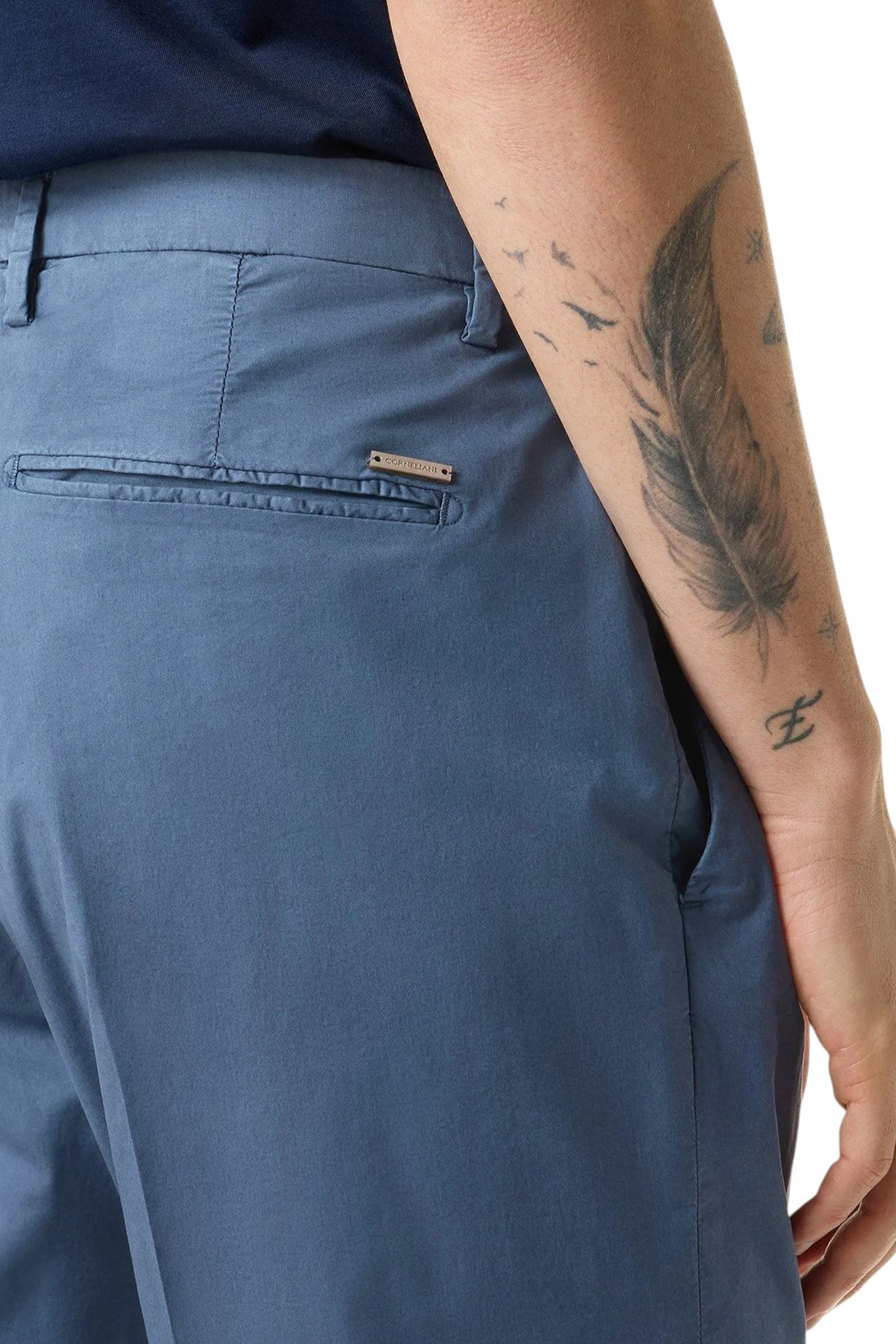 Cream garment-dyed gabardine trousers
