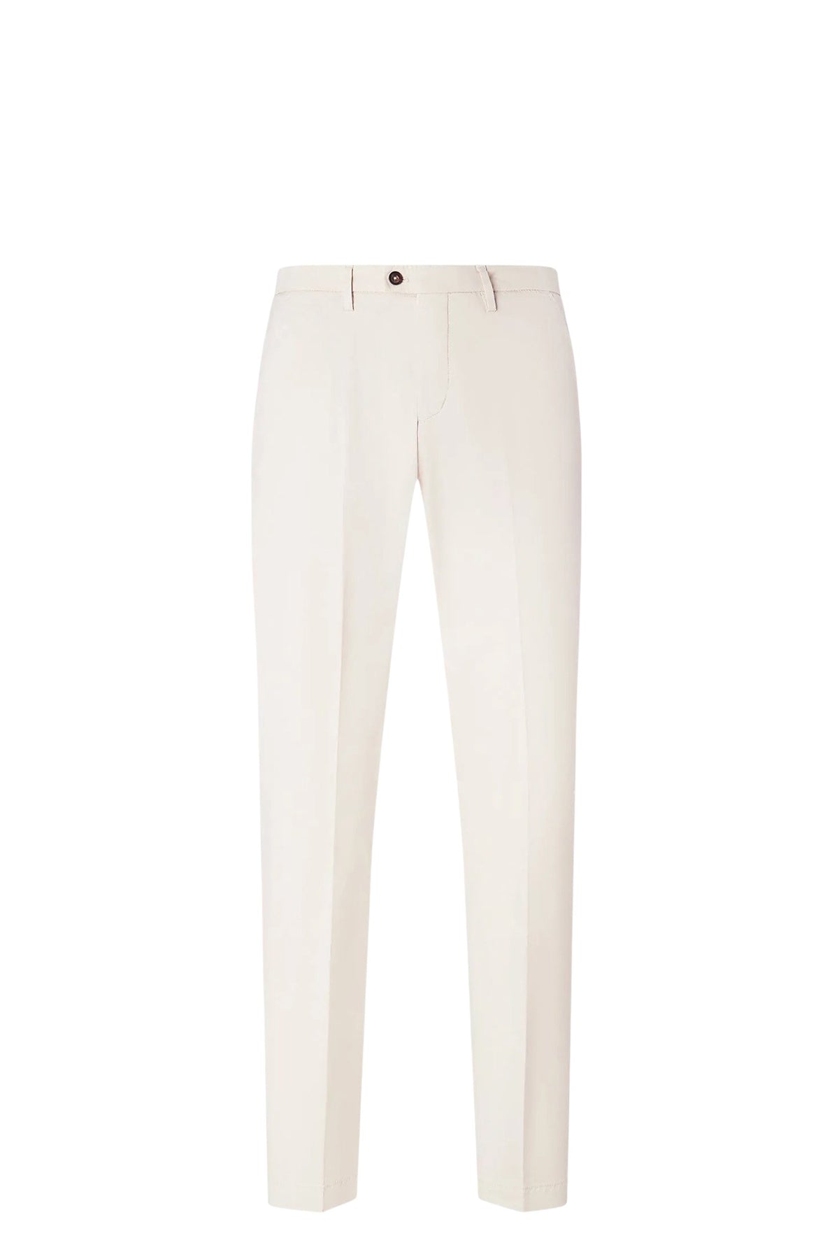 Cream garment-dyed gabardine trousers