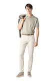 Cream garment-dyed gabardine trousers
