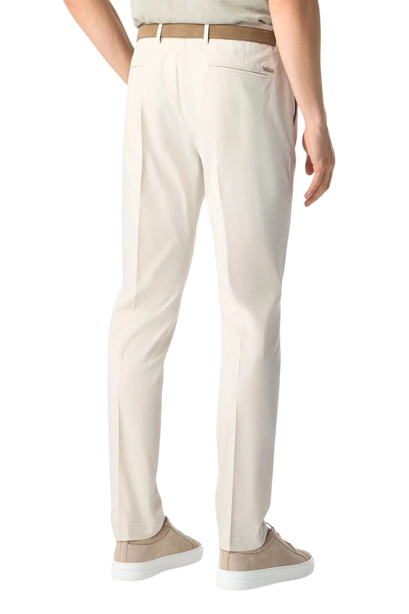 Cream garment-dyed gabardine trousers