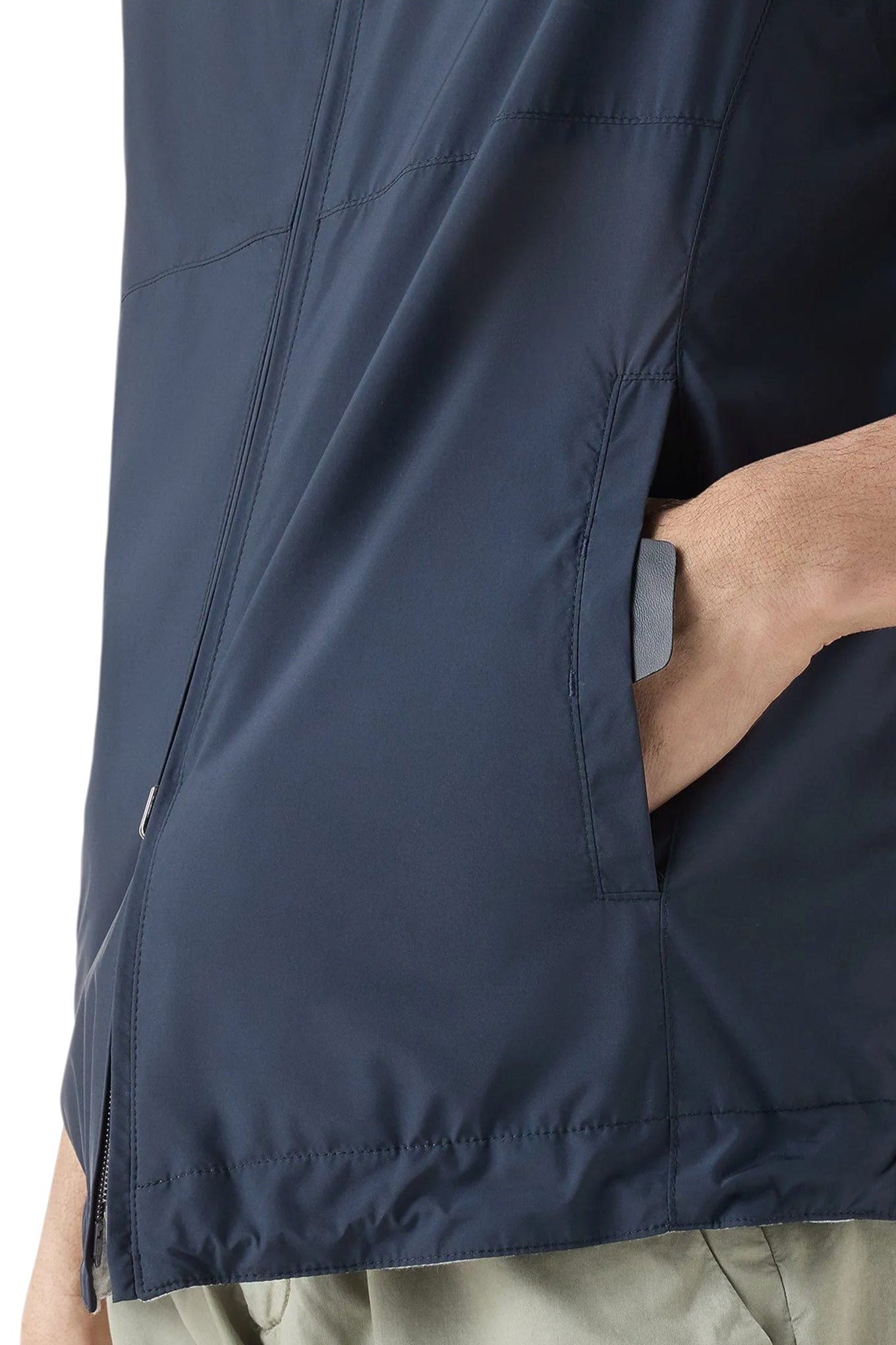 Blue technical poplin gilet