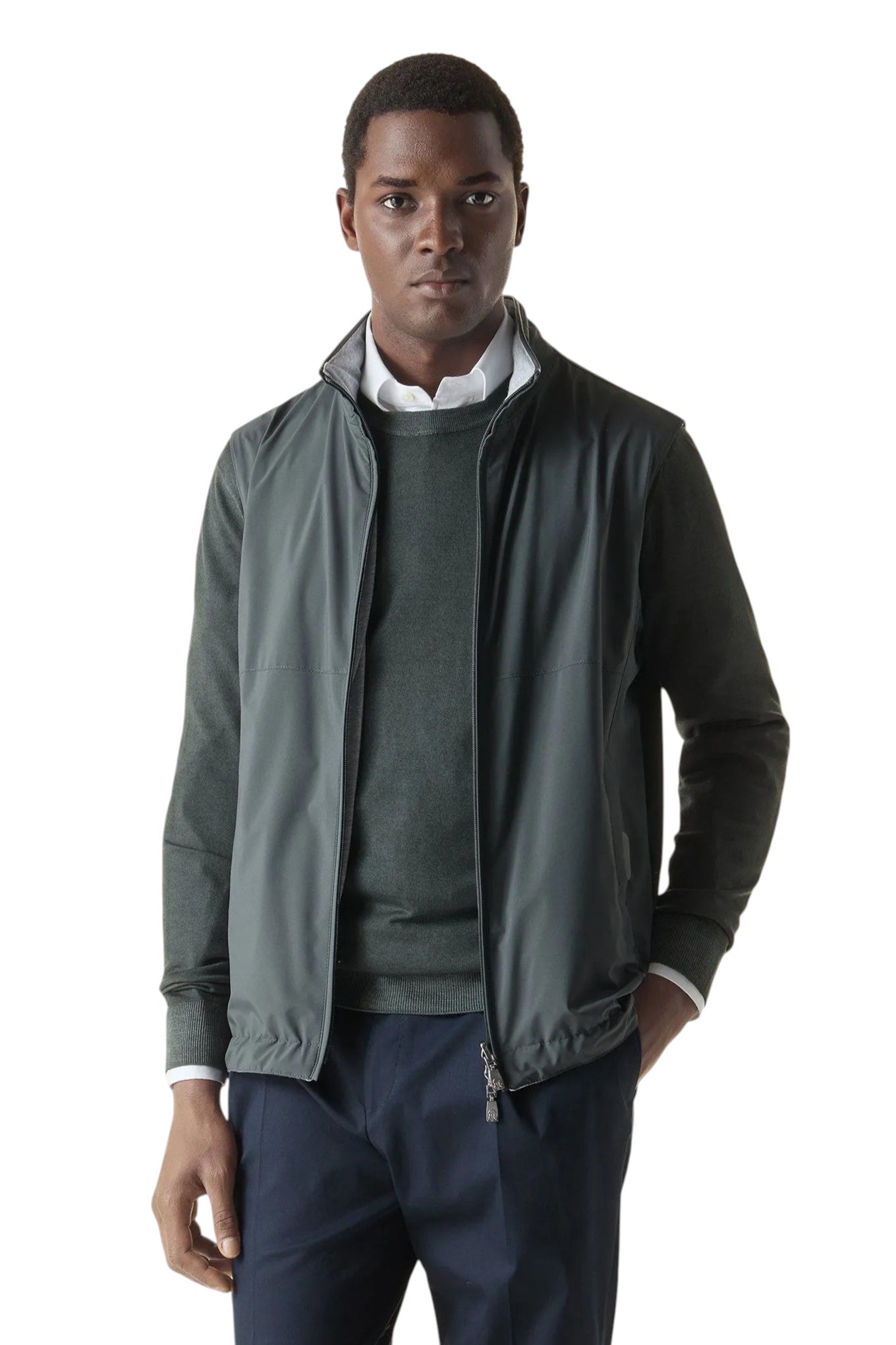 Green technical poplin gilet