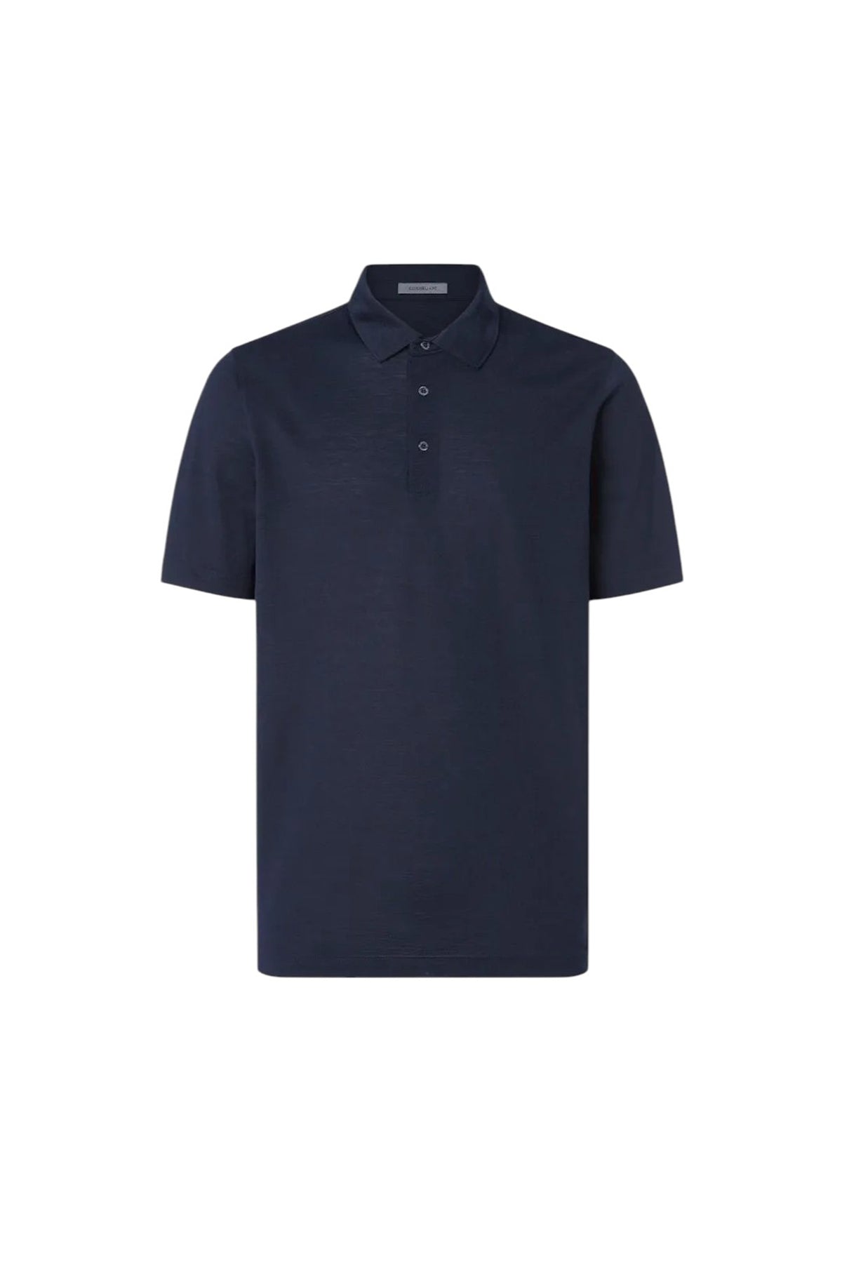 Navy blue buttonless luxury jersey polo shirt