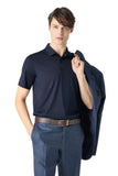 Navy blue buttonless luxury jersey polo shirt