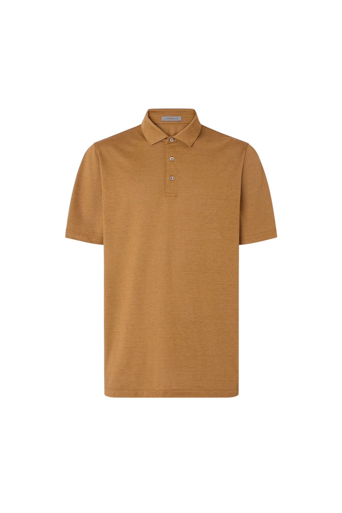 Mustard-coloured luxury jersey polo shirt with buttons
