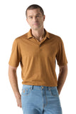 Mustard-coloured luxury jersey polo shirt with buttons