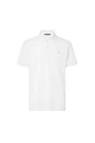 White button-up cotton pique polo shirt