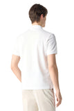 White button-up cotton pique polo shirt