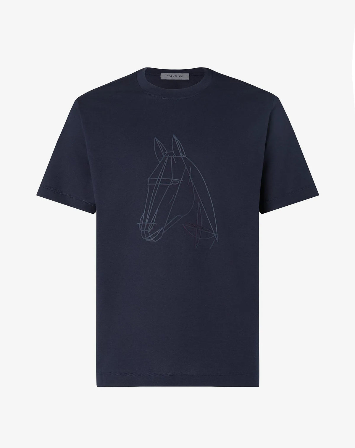 Blue navy crewneck jersey t-shirt with print