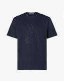 Blue navy crewneck jersey t-shirt with print